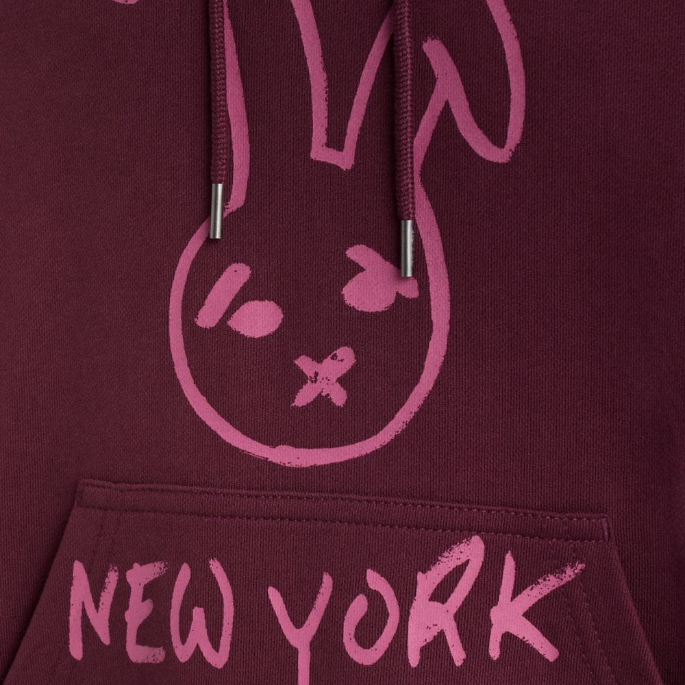 COACH®,Restored Bunny Hoodie,Maroon,Scale View