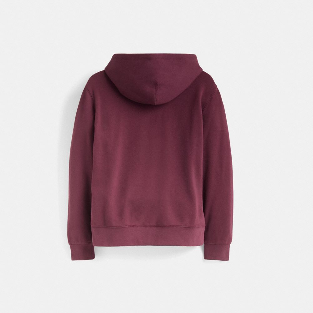 COACH®,Restored Bunny Hoodie,Maroon,Back View