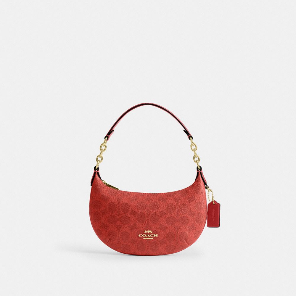 COACH®,Toile exclusive,Or/Cramoisi,Front View