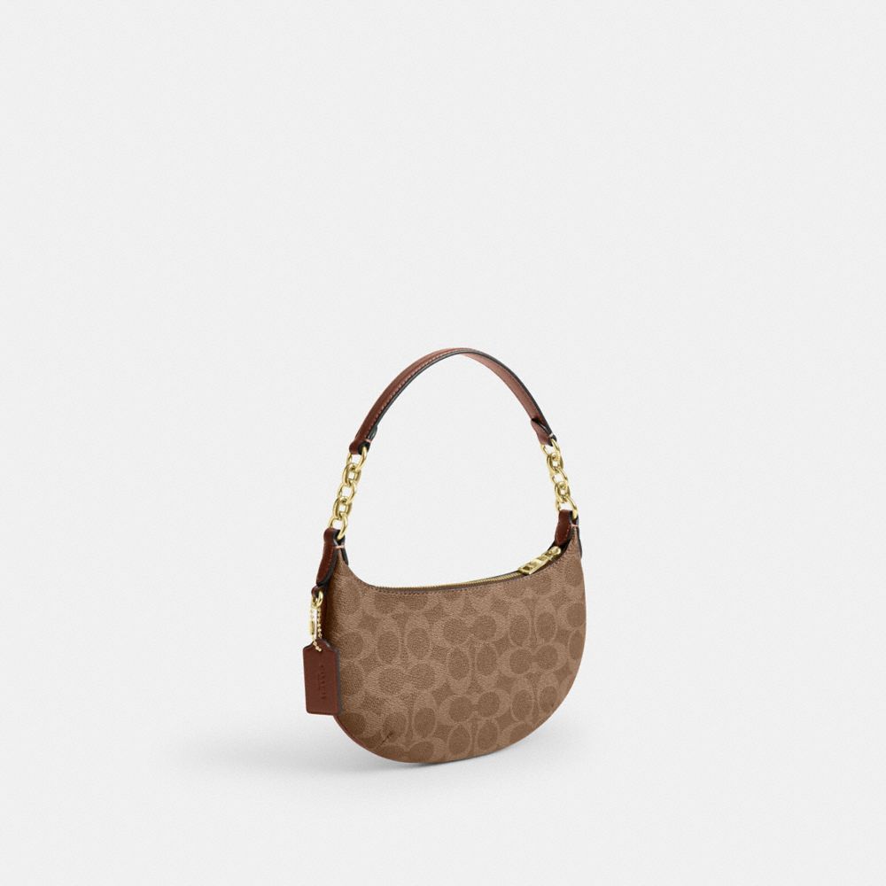 COACH®,Mini Payton Bag In Signature Canvas,Brown,Angle View