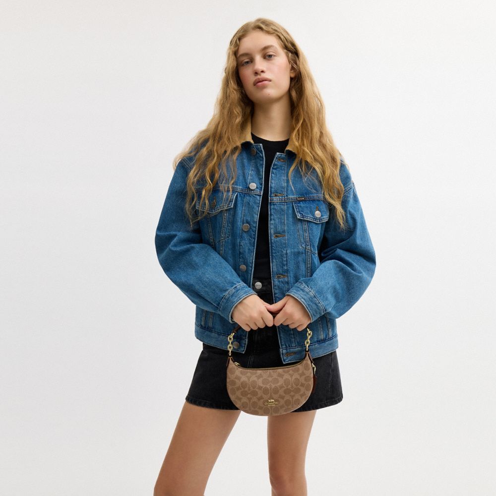 COACH®,Mini Payton Bag In Signature Canvas,Brown,Detail View