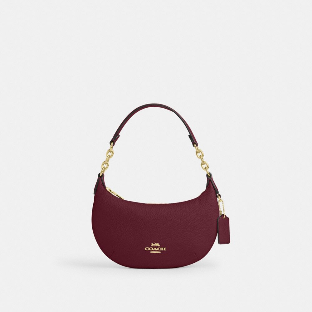 COACH®,Mini Payton Bag,Recycled Polyester,Leather,Shoulder Bag,Chain Detail,Logo,Metal,Compact,Gold Metal,Day Party,,Front View