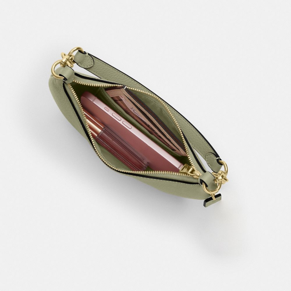 COACH®,Mini Payton Bag,Leather,Recycled Polyester,Shoulder Bag,Logo,Chain Detail,Metal,Compact,Gold Metal,Day Party,,Inside View,Top View