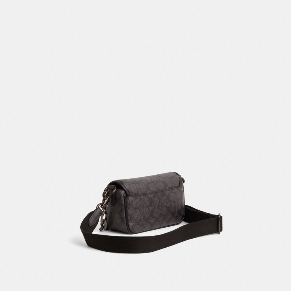 COACH®,Restored Charter Flap Crossbody Bag 18 In Signature Canvas,,Angle View