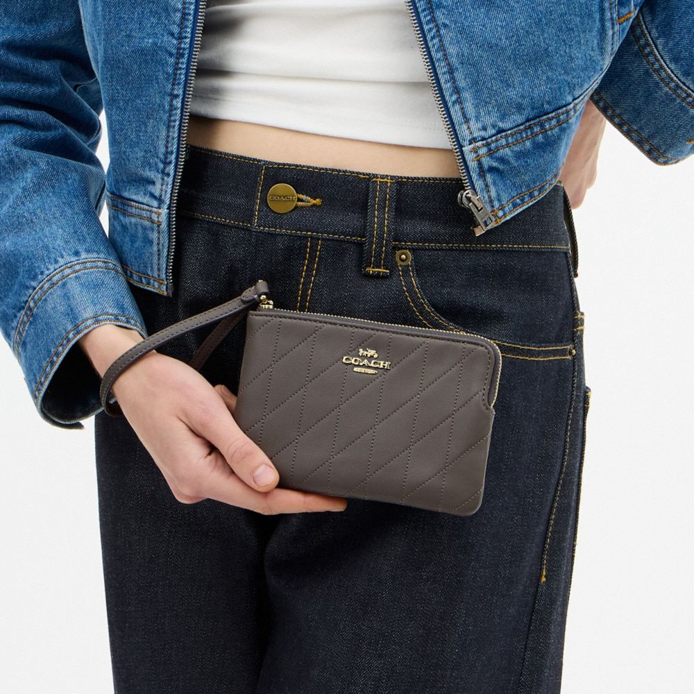 COACH®,Corner Zip Wristlet With Quilting,,Detail View