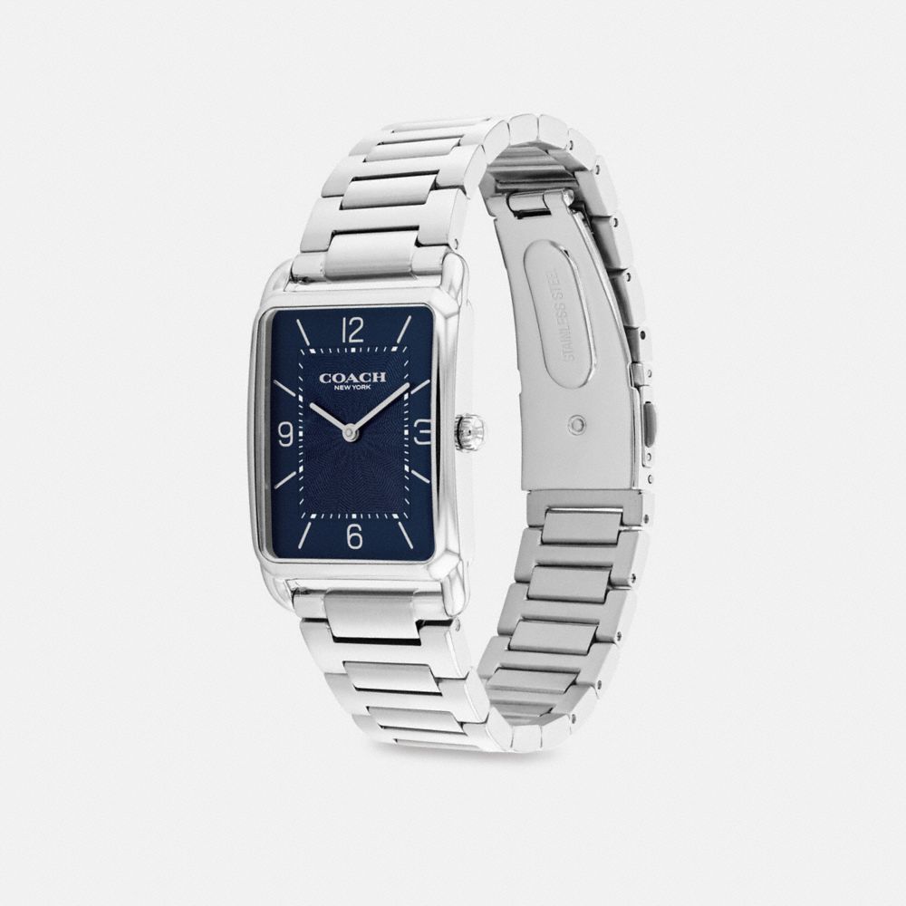 COACH®,Elliot Watch, 32 Mm X 26 Mm,Analog,Metal Material,Crystal,Word Embellishment,Textured,Logo,Water Resistant,Stainles...,,Angle View