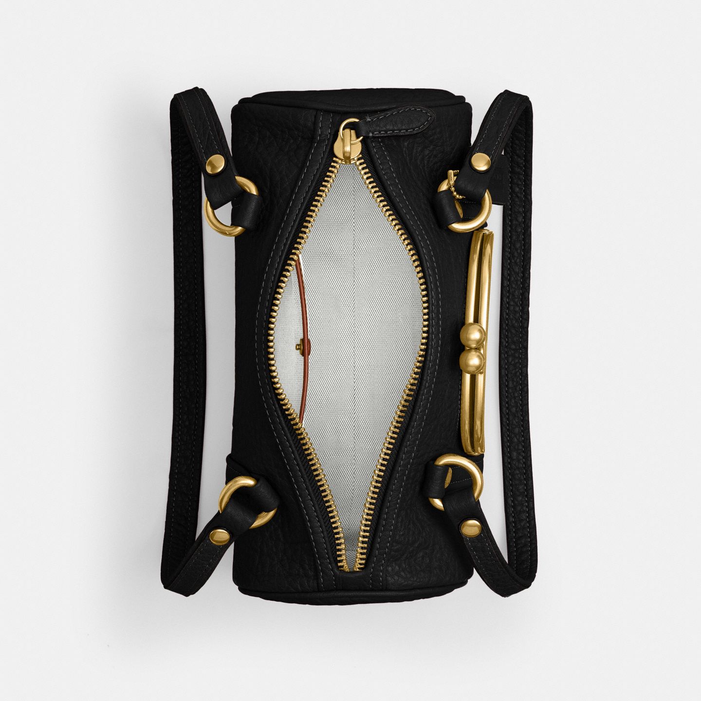Женская сумка Coach Kisslock Barrel Bag 28, цвет: Латунный / Чёрный — фото 5