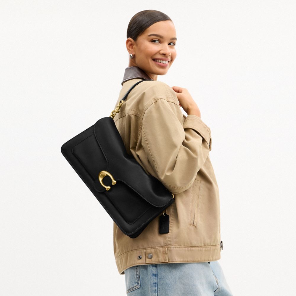 COACH®,Tabby Shoulder Bag 36,Shoulder Bag,Metal Material,Logo,Metal,Brass,Casual,Black,Detail View