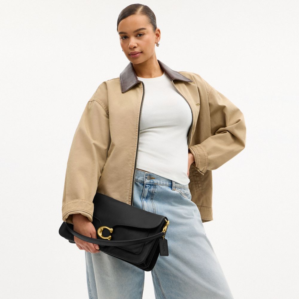 COACH®,Tabby Shoulder Bag 36,Shoulder Bag,Metal Material,Logo,Metal,Brass,Casual,Black,Detail View