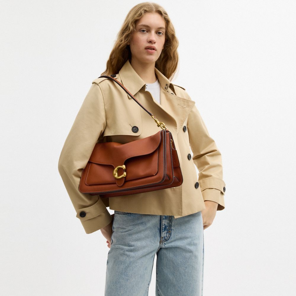 COACH®,Tabby Shoulder Bag 36,Shoulder Bag,Metal Material,Logo,Metal,Brass,Casual,Brown,Detail View