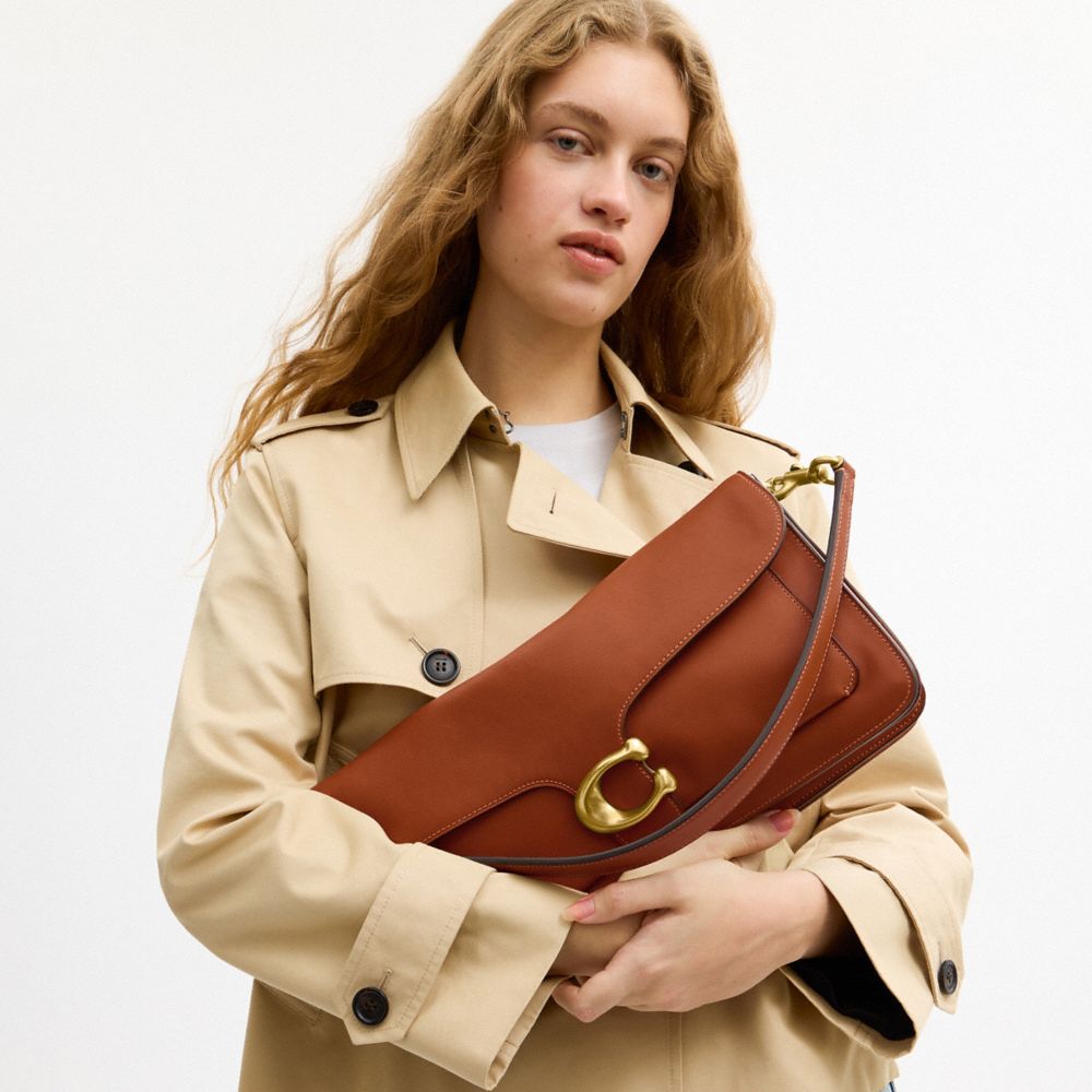 COACH®,Tabby Shoulder Bag 36,Shoulder Bag,Metal Material,Logo,Metal,Brass,Casual,Brown,Detail View