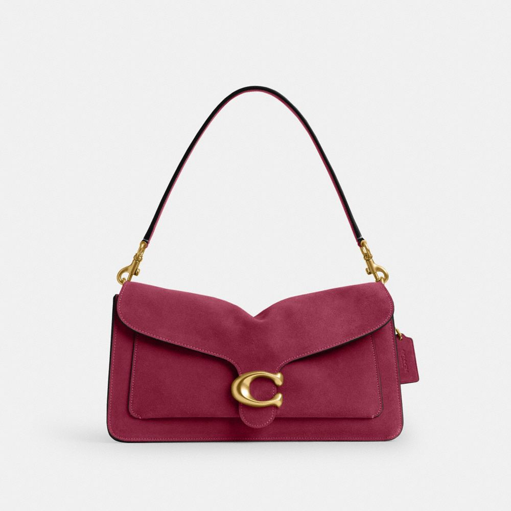 COACH®,Tabby Shoulder Bag 36,Suede,Leather,Shoulder Bag,Pendant,Metal,Logo,Gold Metal,Brass,Casual,,Front View