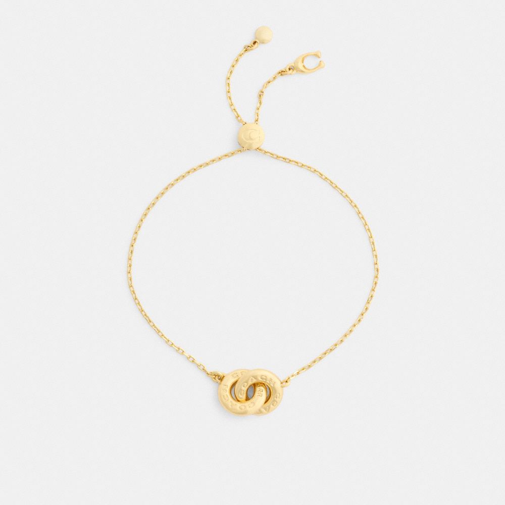 COACH®,Interlock Slider Bracelet,Crystal,Cubic Zirconia,Initials Embellishment,Interlocking Embellishment,Lettering Word,L...,Clear,Inside View,Top View