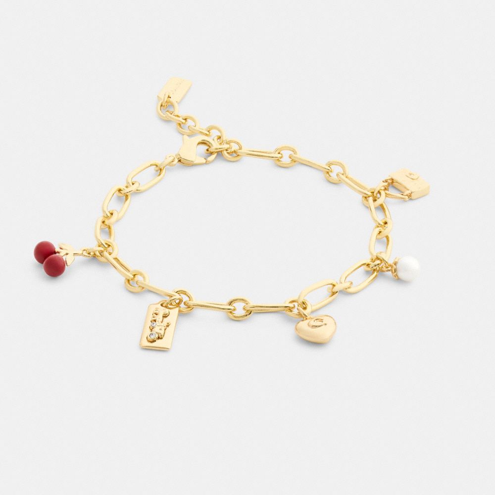 COACH&reg;,Cherry And Heart Charm Bracelet,,Front View