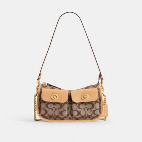 Женские сумки Coach Twin Turnlock Waverly Bag In Signature Jacquard