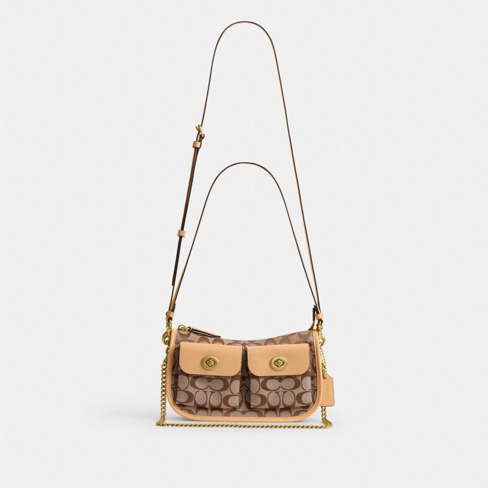 Женские сумки Coach Twin Turnlock Waverly Bag In Signature Jacquard — фото 6
