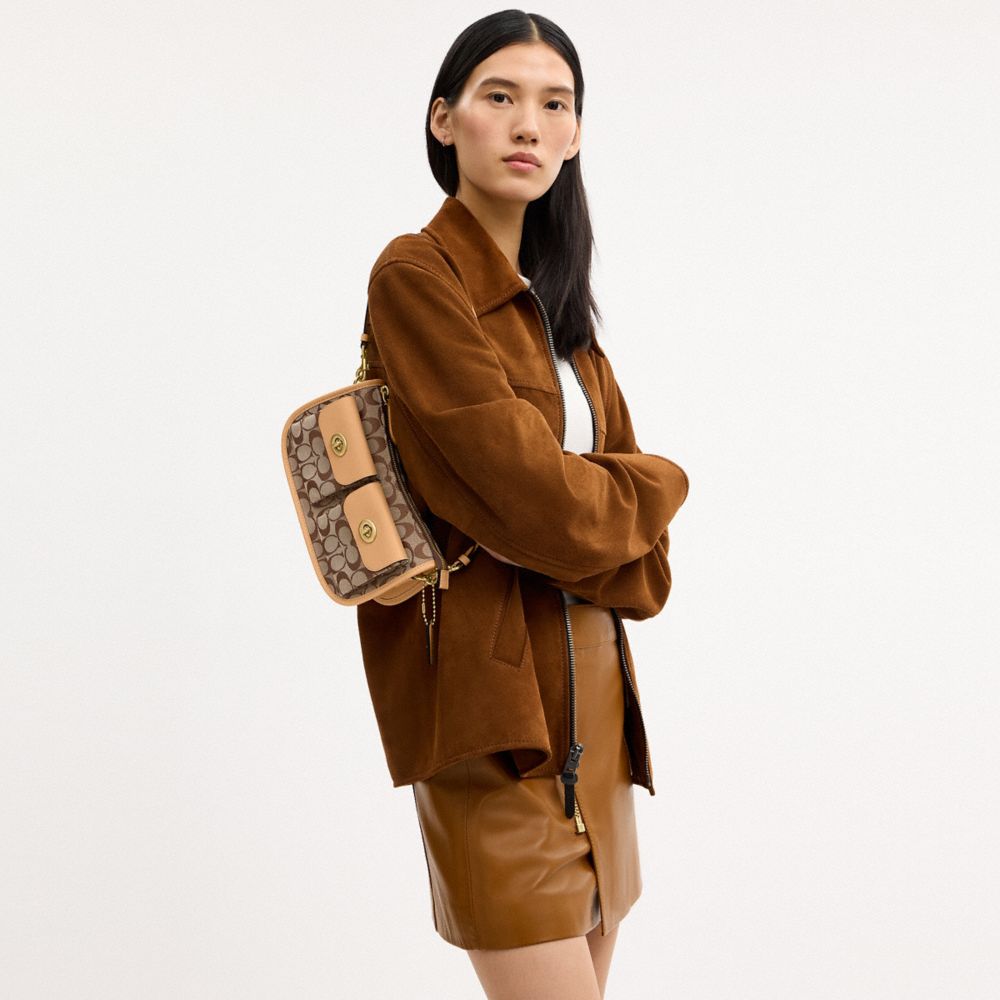 Женские сумки Coach Twin Turnlock Waverly Bag In Signature Jacquard — фото 9