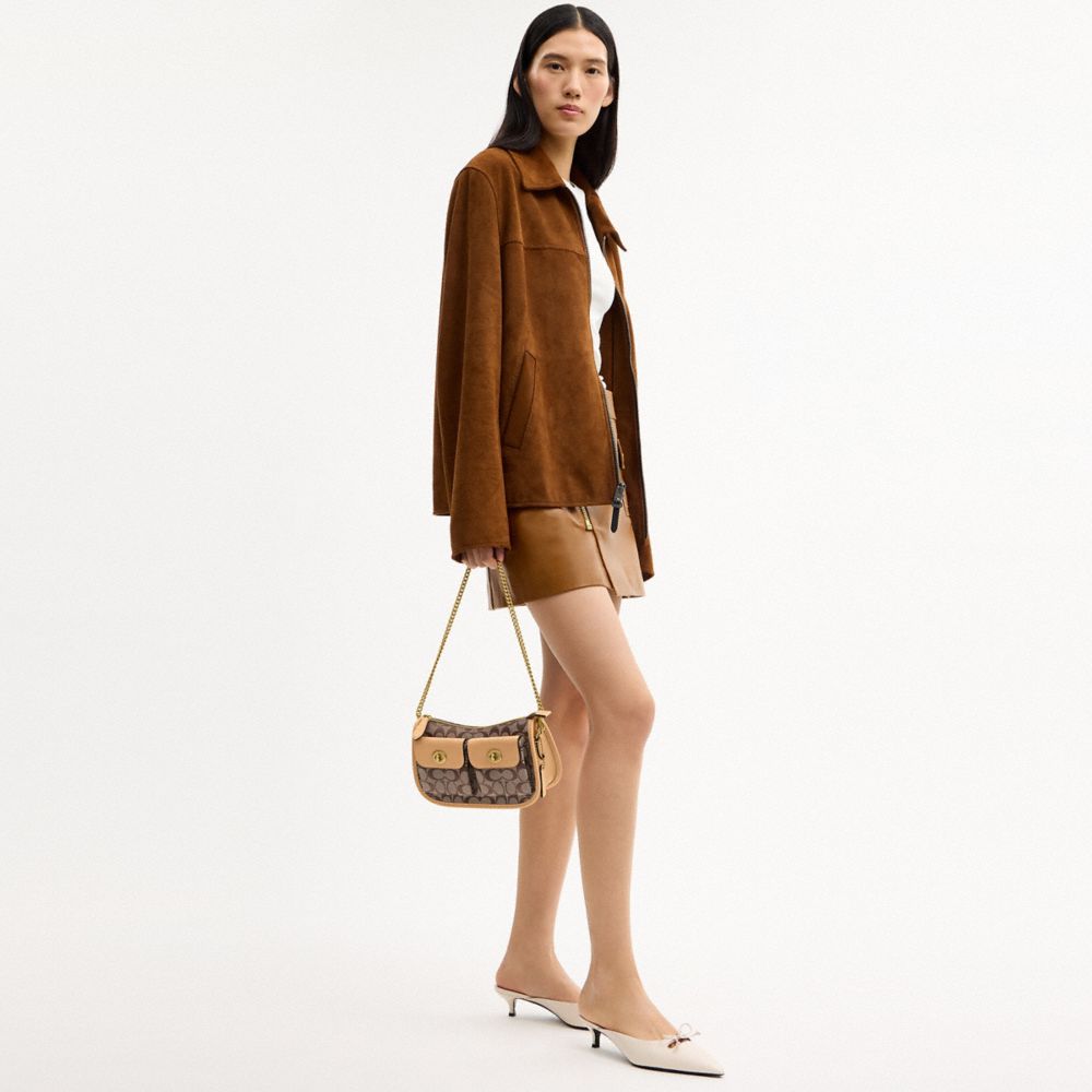 Женские сумки Coach Twin Turnlock Waverly Bag In Signature Jacquard — фото 10
