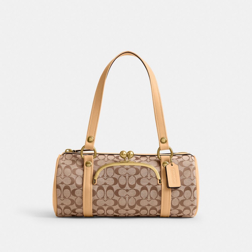 COACH® Kisslock Barrel Bag In Signature Jacquard