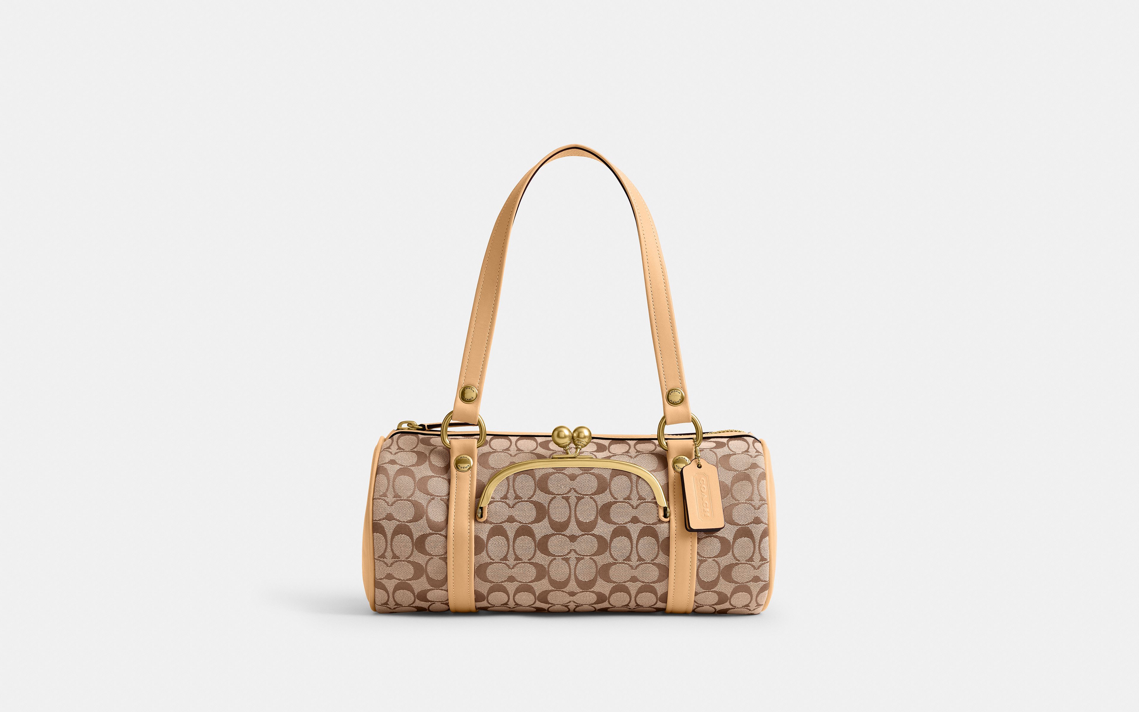 Kisslock Barrel Bag In Signature Jacquard