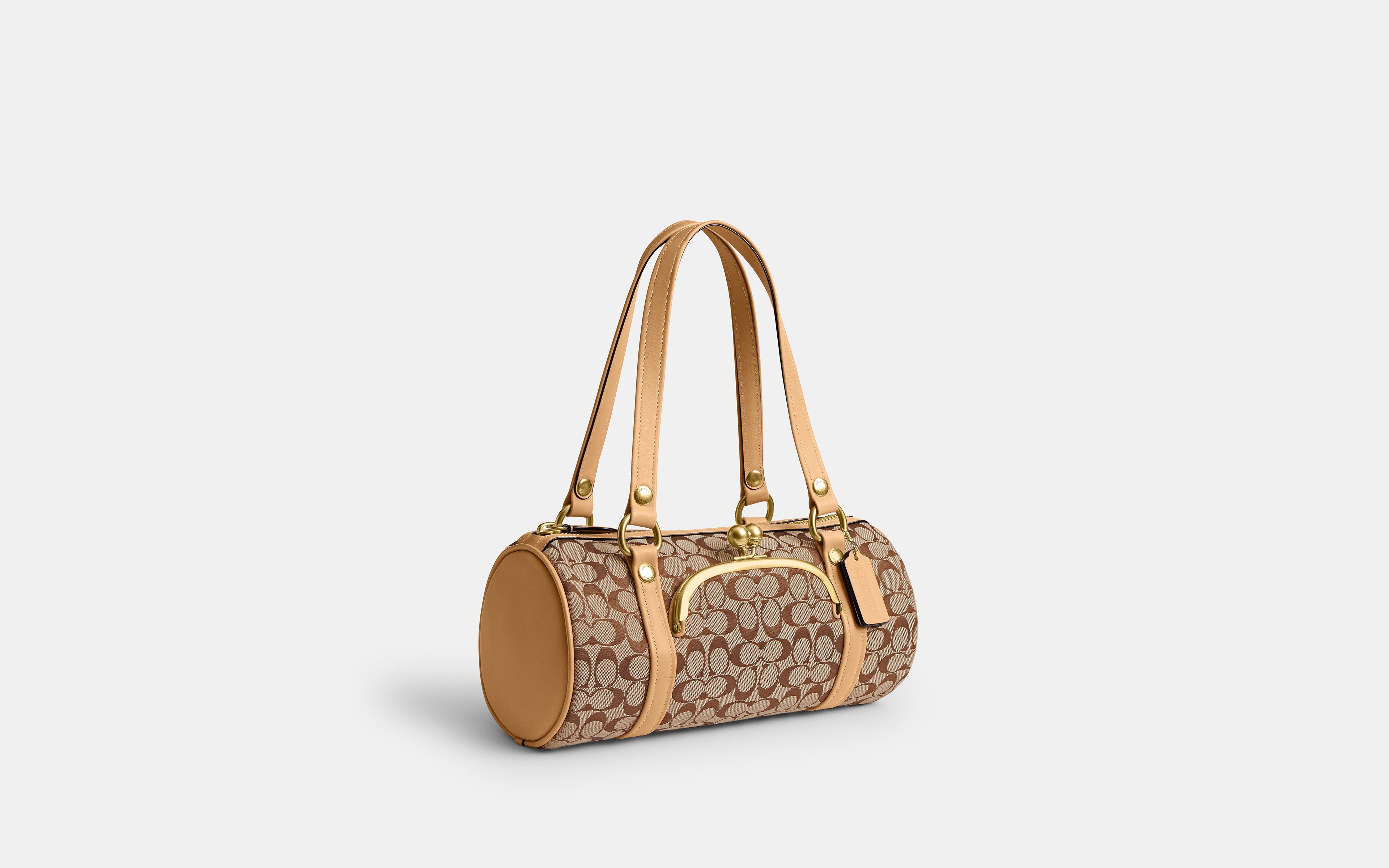 Kisslock Barrel Bag In Signature Jacquard