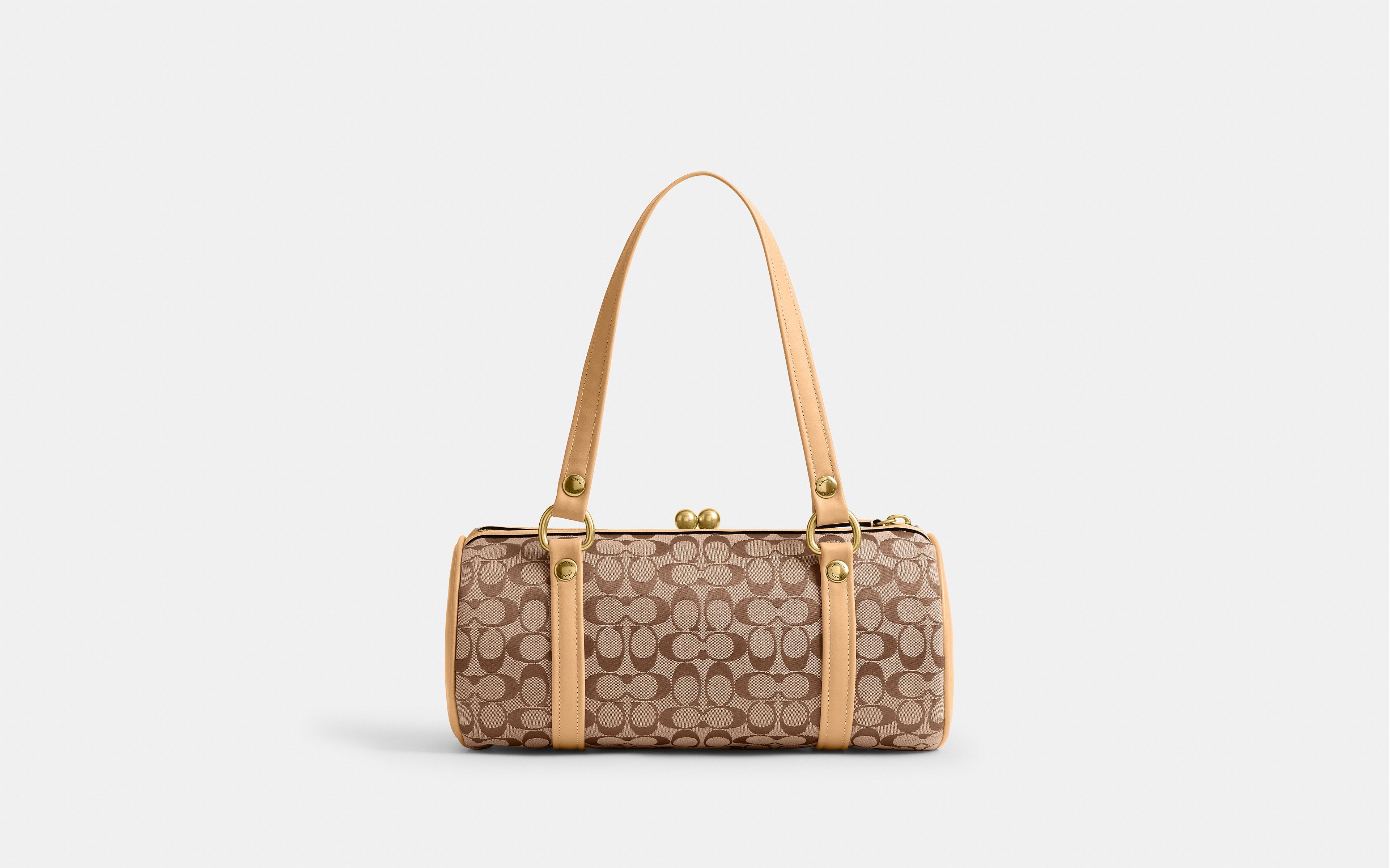 Kisslock Barrel Bag In Signature Jacquard