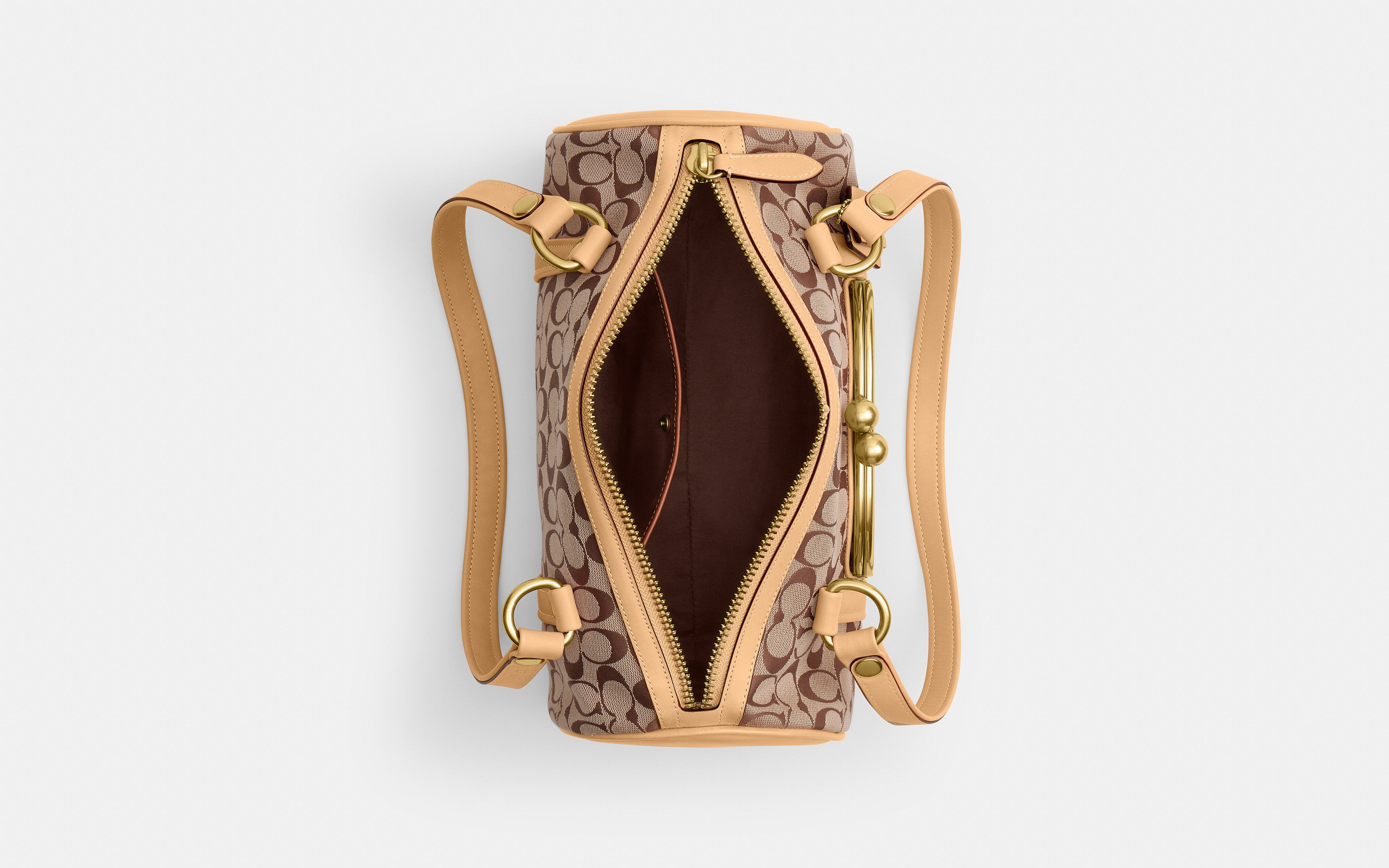 Kisslock Barrel Bag In Signature Jacquard