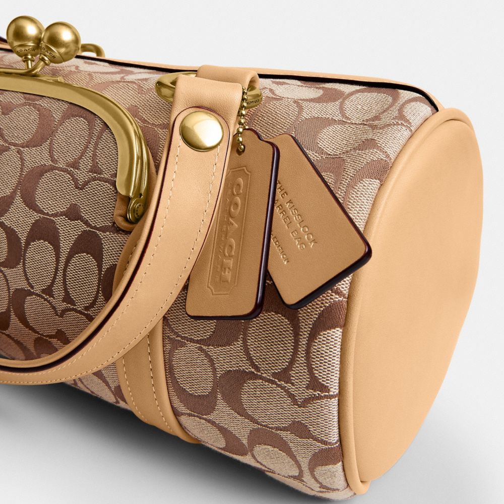 Kisslock Barrel Bag In Signature Jacquard