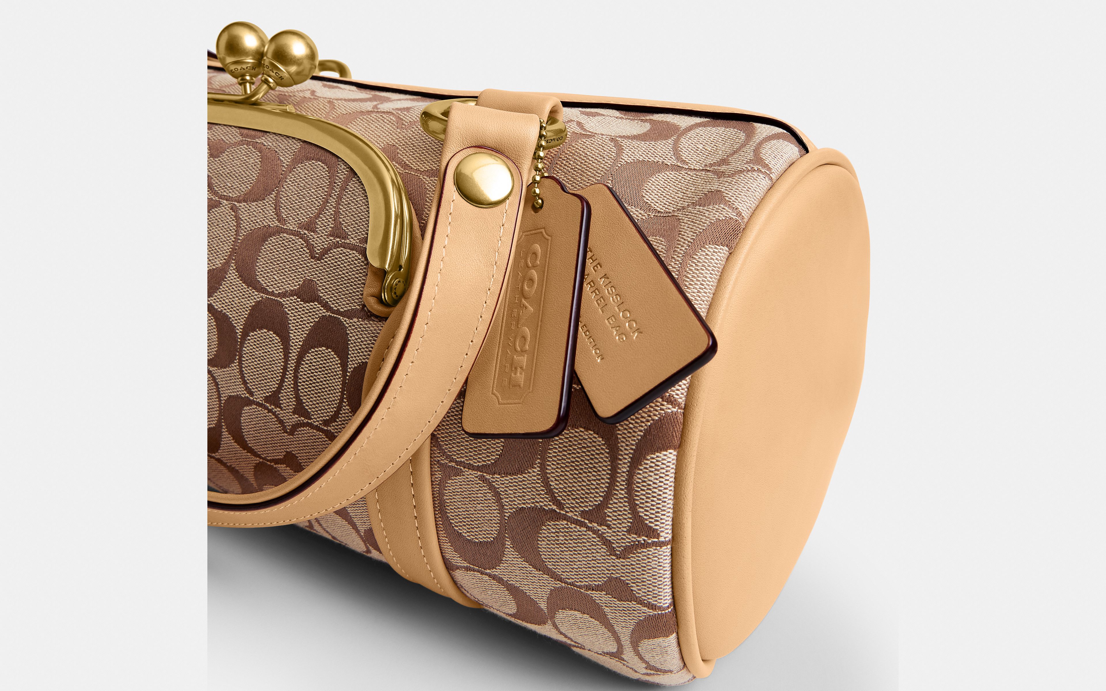 Kisslock Barrel Bag In Signature Jacquard