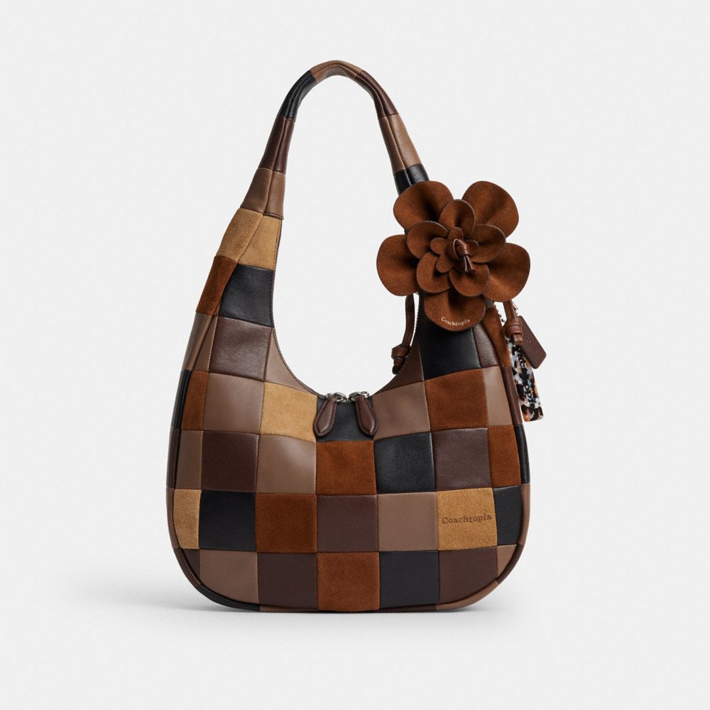 COACH®,Rose Bag Charm In Upcrafted Suede,,Angle View