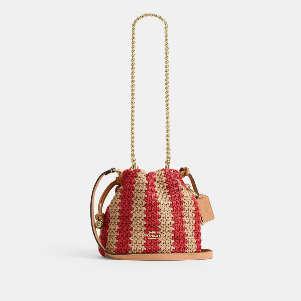 COACH®,Faye Mini Drawstring Bag With Stripes,,Front View