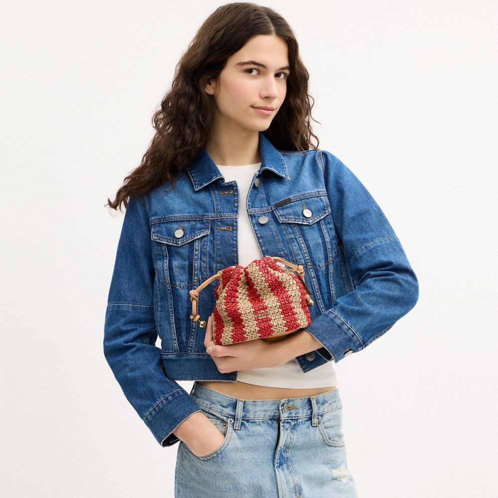 Faye Mini Drawstring Bag With Stripes