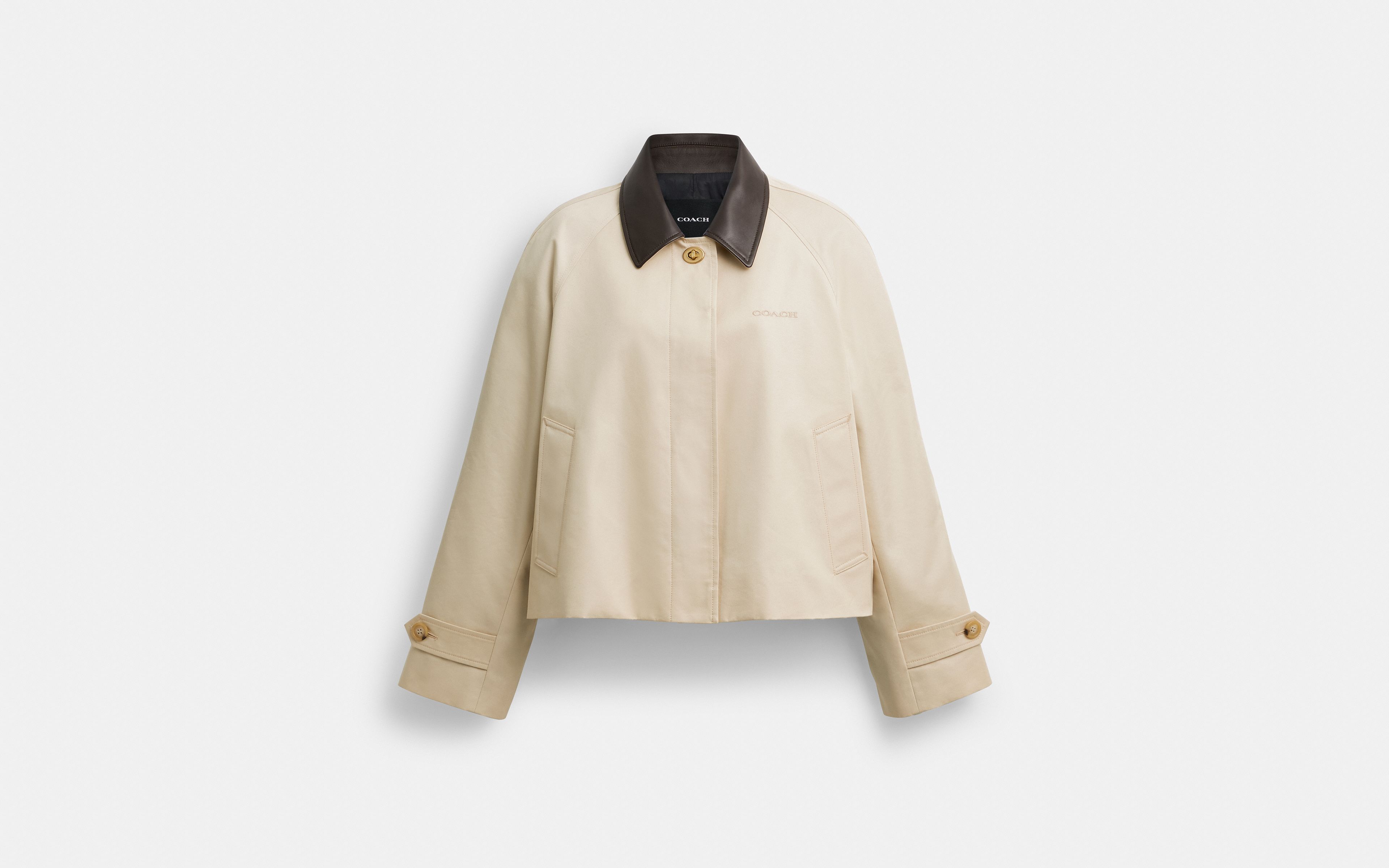 Swing Trench Coat With Leather Collar