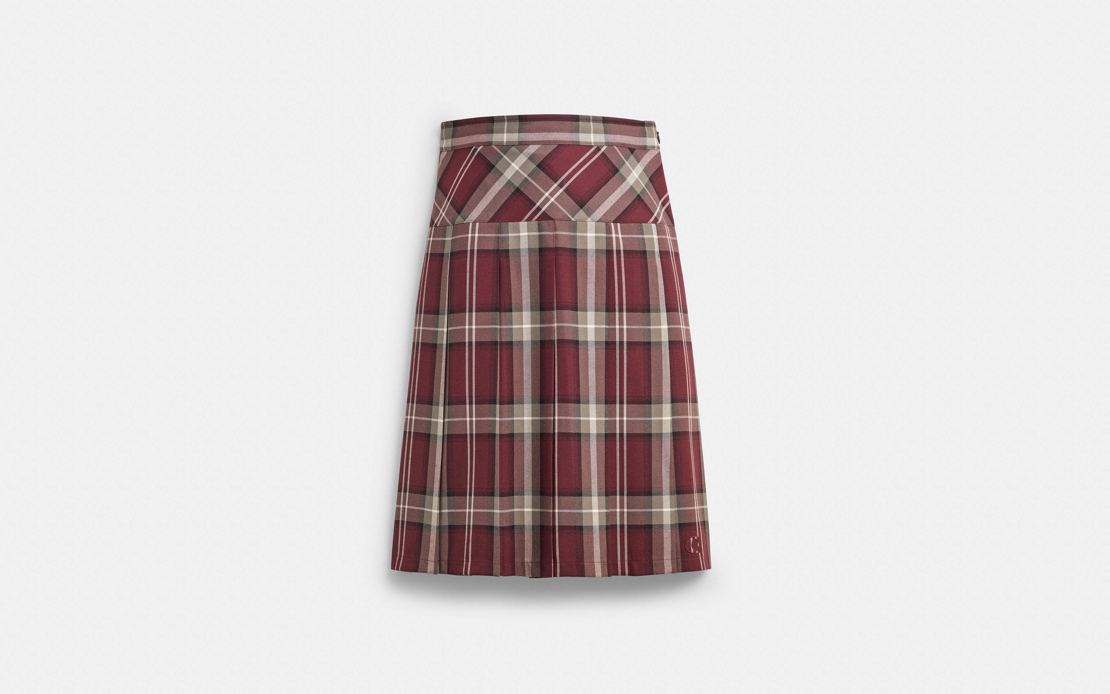 Pleated Plaid Midi Skirt