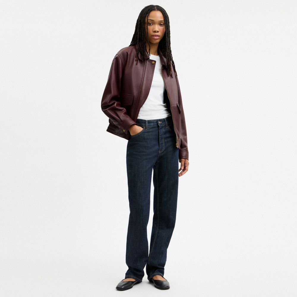COACH®,Leather Pilot Jacket,,Scale View
