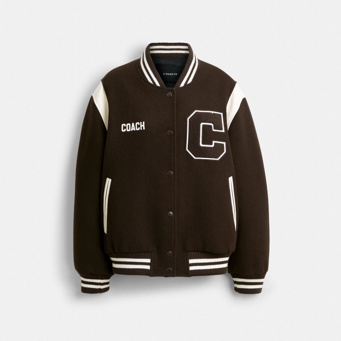 Женская куртка Coach Wool Varsity, цвет: Коричневый — фото 1
