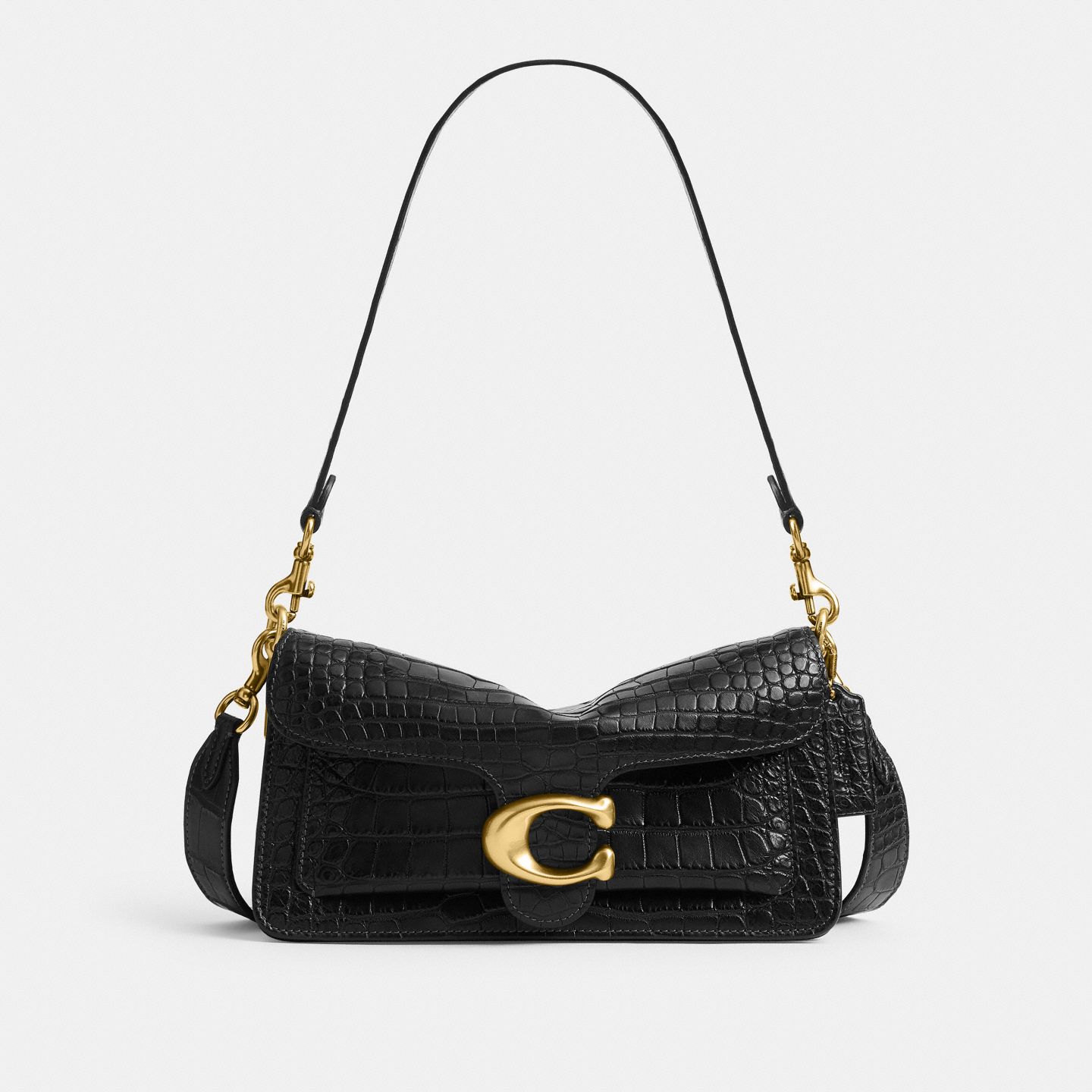 Женская сумка Coach Tabby Shoulder Bag 26 In Alligator, цвет: Латунный / Чёрный — фото 1
