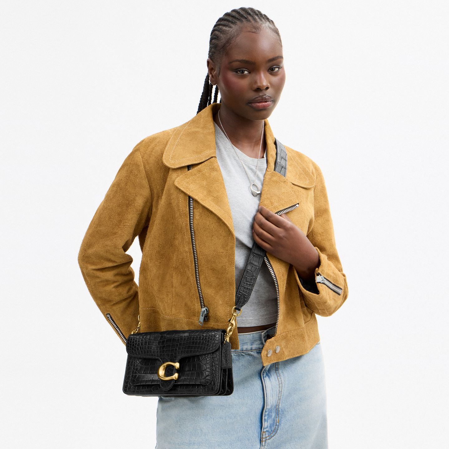 Женская сумка Coach Tabby Shoulder Bag 26 In Alligator, цвет: Латунный / Чёрный — фото 8