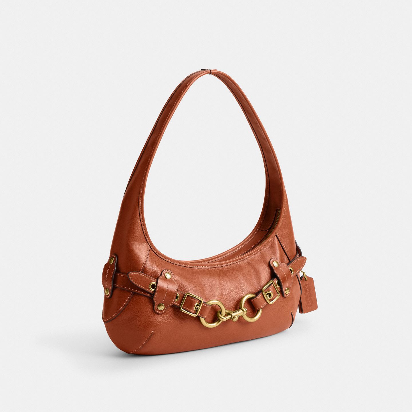 Женская сумка Coach Belted Ergo Shoulder, цвет: Латунный / Янтарный коричневый — фото 2