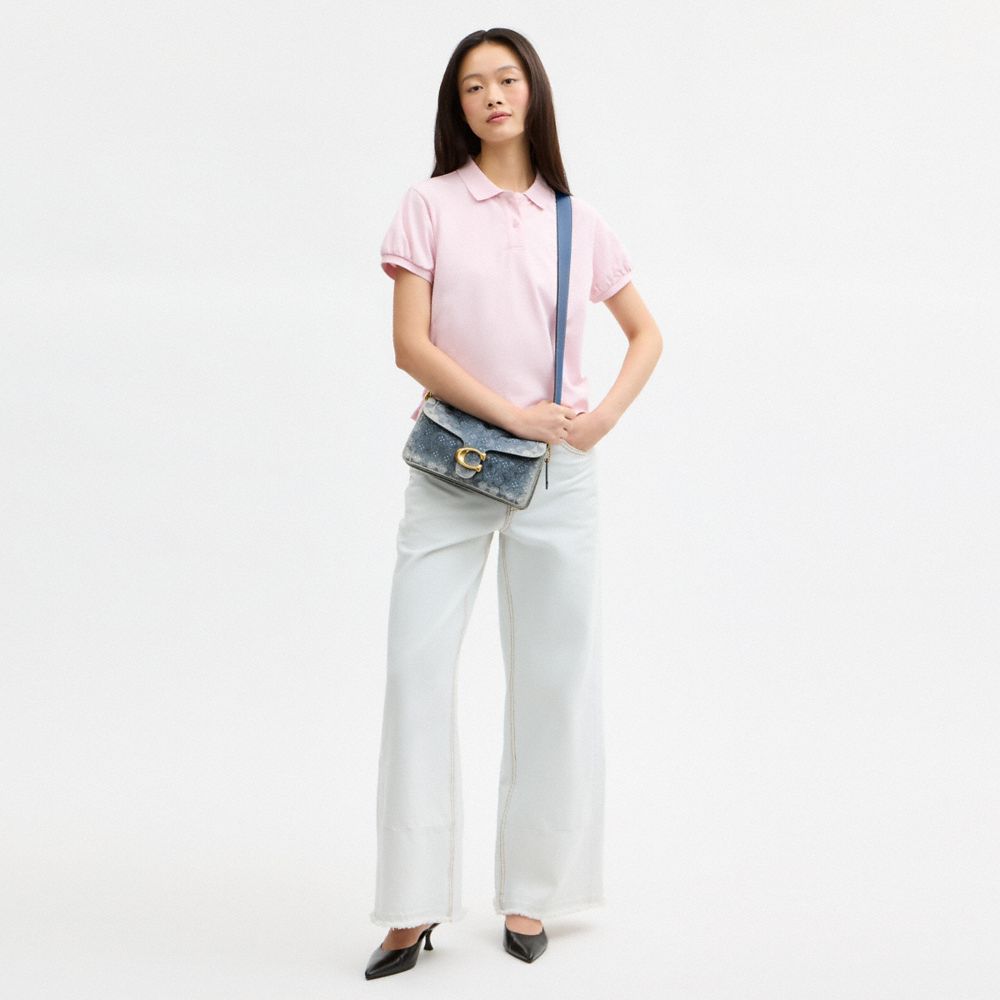 Женские сумки Coach Tabby Shoulder 26 In Regenerative Cotton Denim With Crystal Signature — фото 8