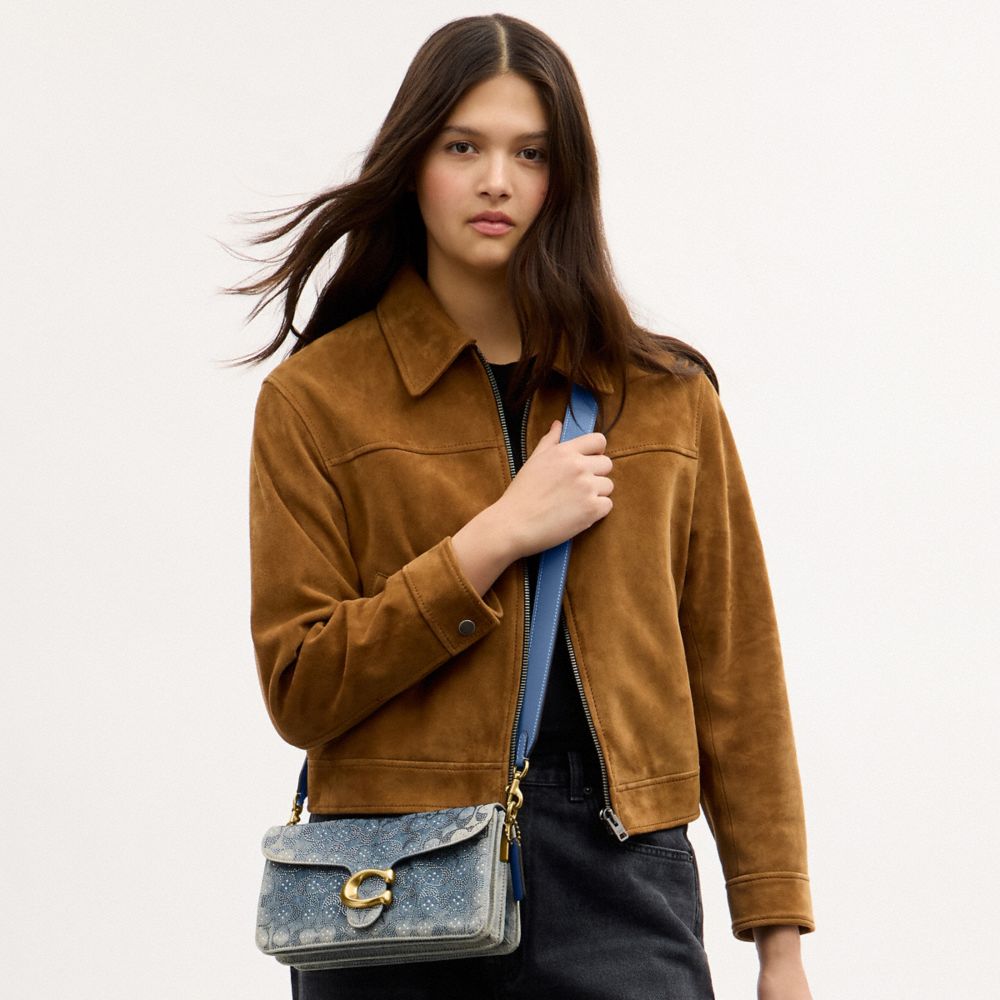 Женские сумки Coach Tabby Shoulder 26 In Regenerative Cotton Denim With Crystal Signature — фото 9