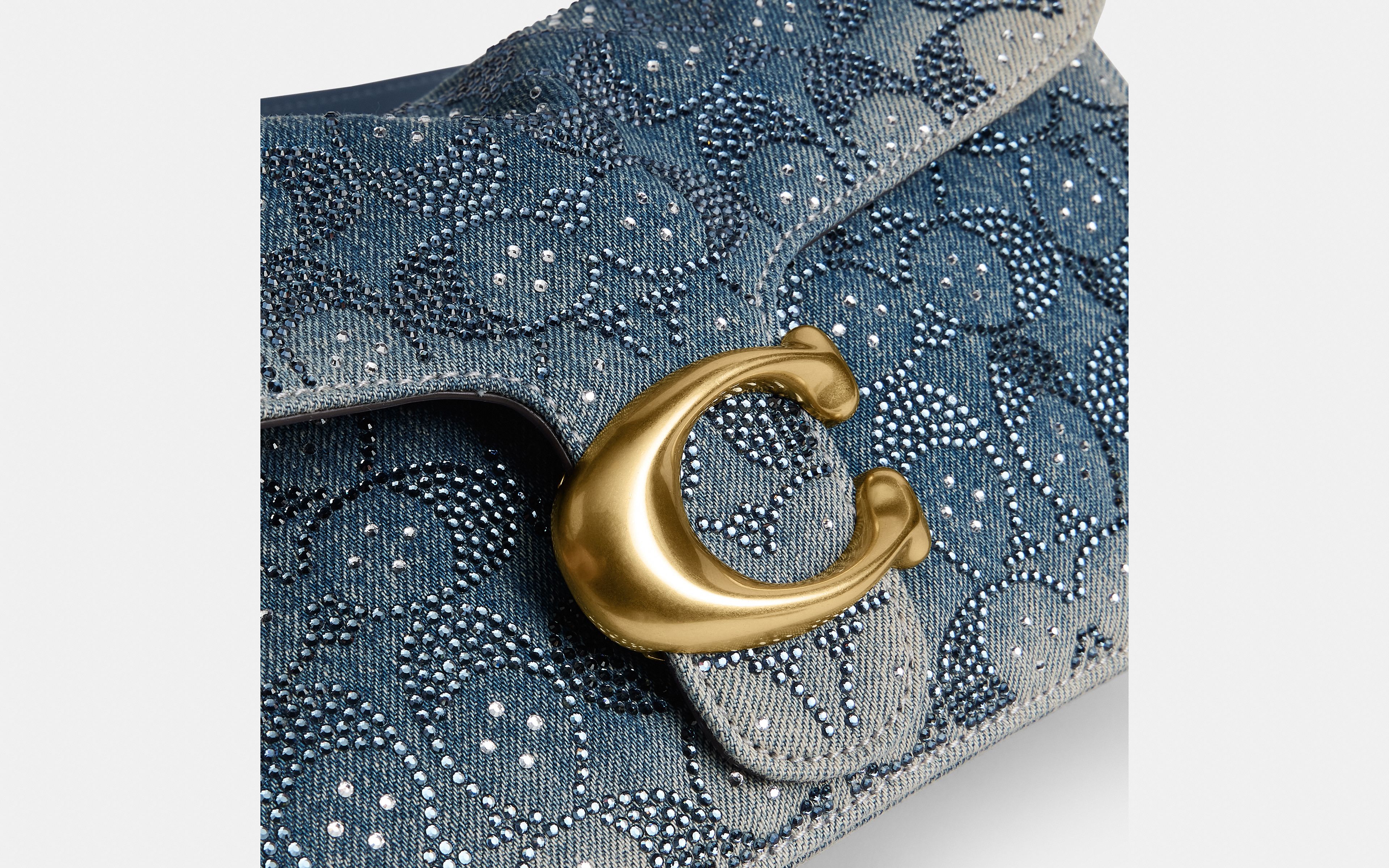 Tabby Shoulder Bag 26 In Regenerative Cotton Denim With Crystal Signature
