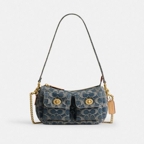 Женские сумки Coach Twin Turnlock Waverly In Signature Regenerative Cotton Denim