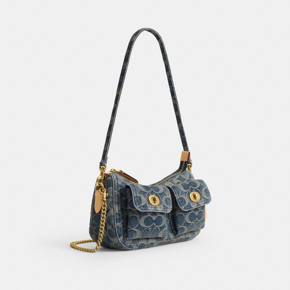 Женские сумки Coach Twin Turnlock Waverly In Signature Regenerative Cotton Denim — фото 2
