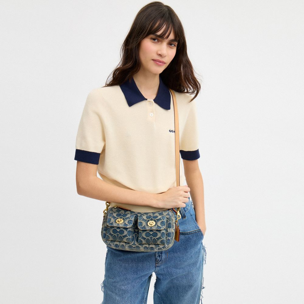 Женские сумки Coach Twin Turnlock Waverly In Signature Regenerative Cotton Denim — фото 8