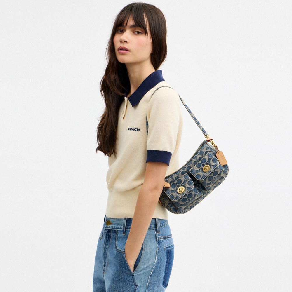 Женские сумки Coach Twin Turnlock Waverly In Signature Regenerative Cotton Denim — фото 10
