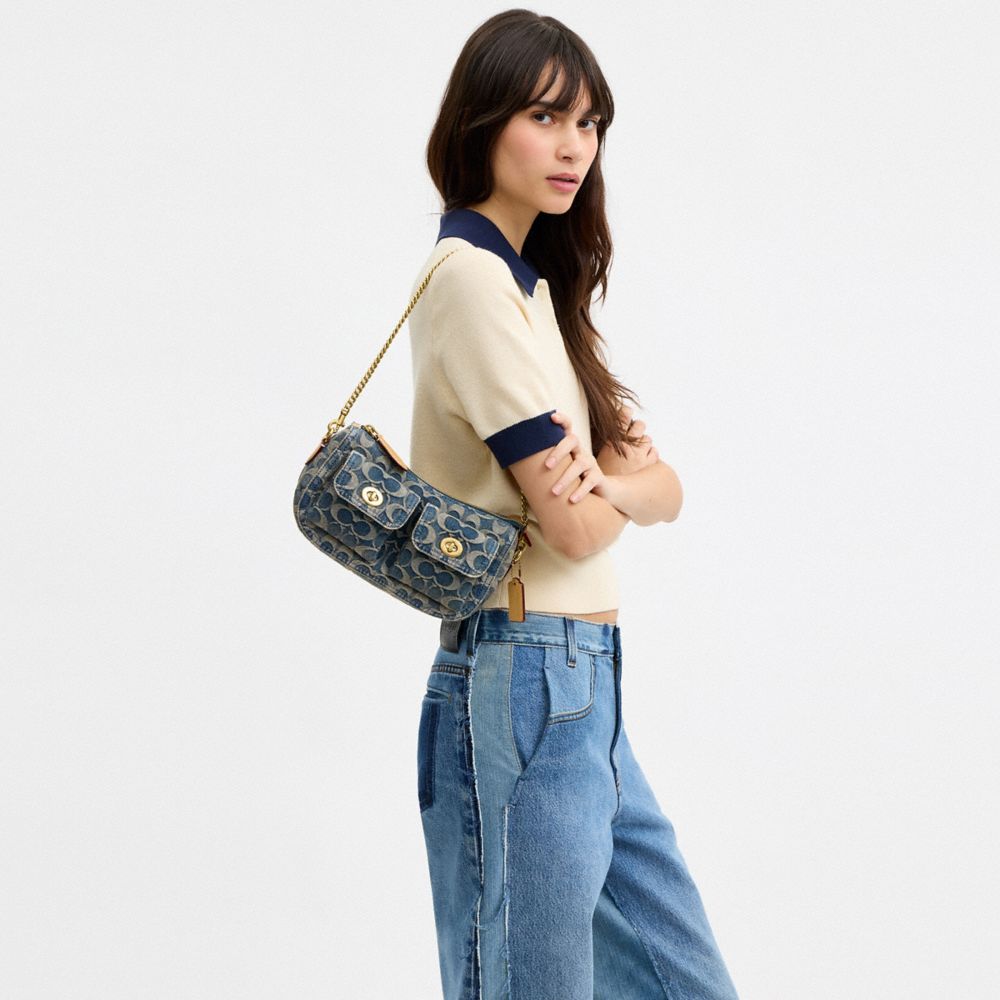 Женские сумки Coach Twin Turnlock Waverly In Signature Regenerative Cotton Denim — фото 11
