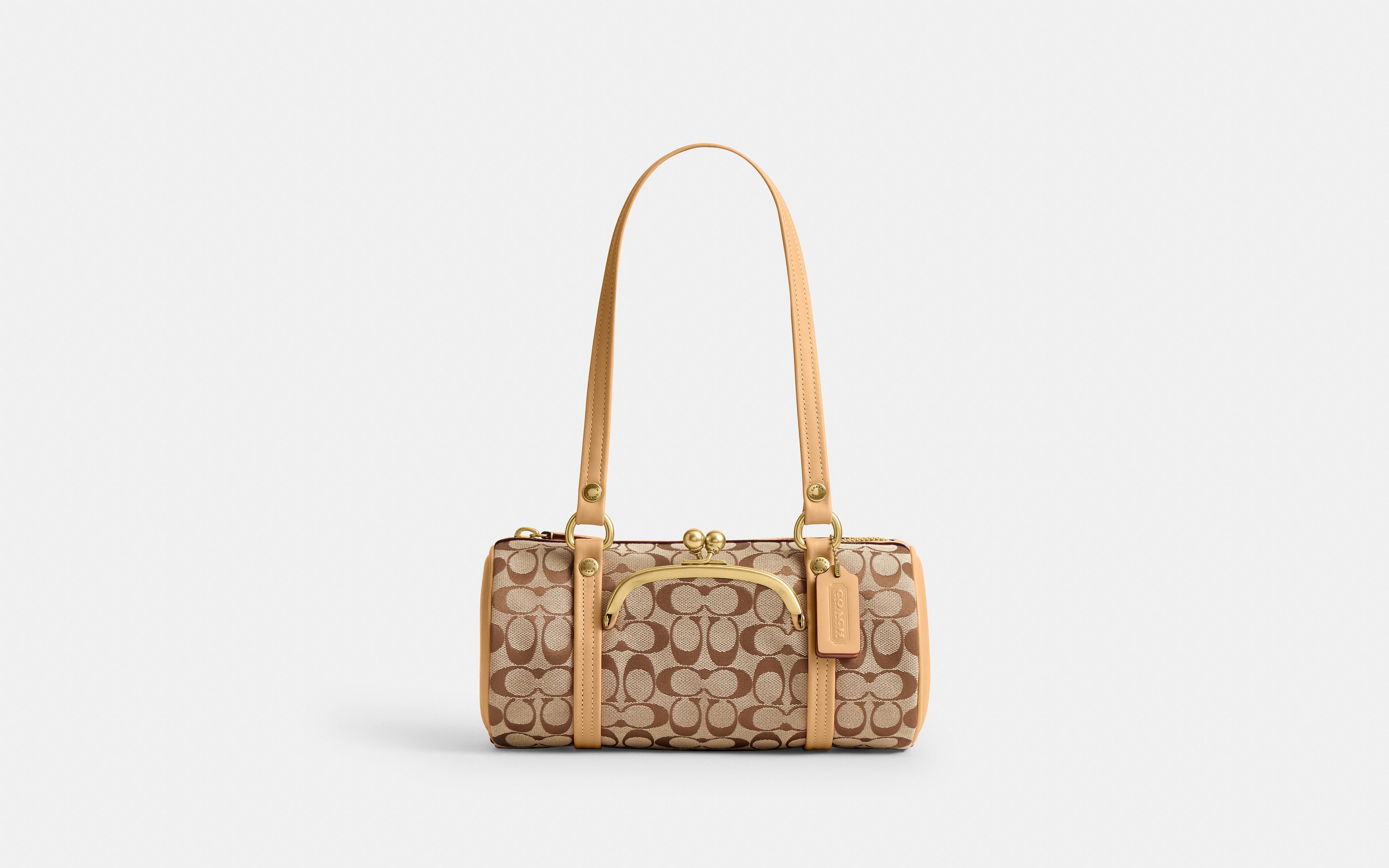 Kisslock Barrel Bag 28 In Signature Jacquard