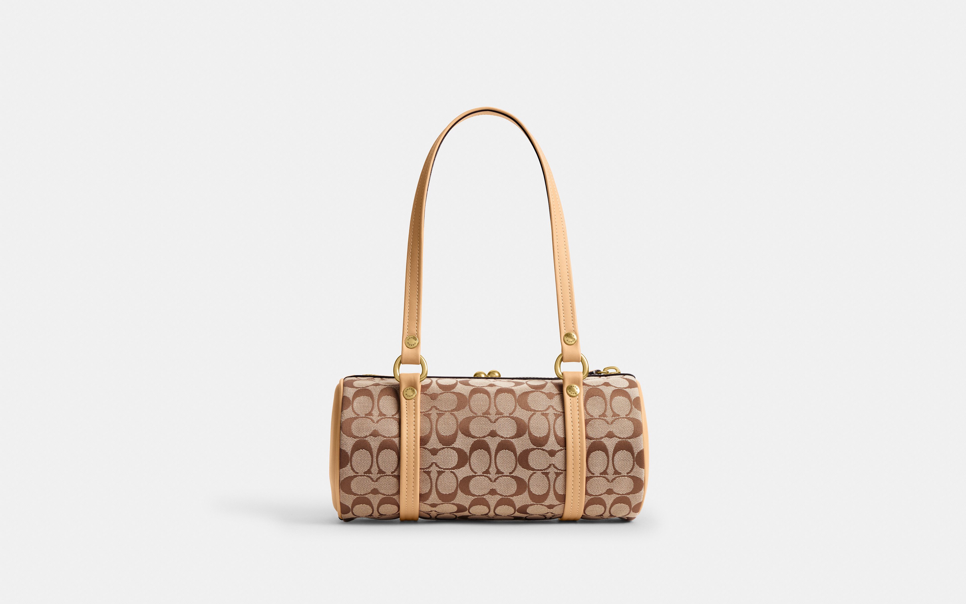 Kisslock Barrel Bag 28 In Signature Jacquard