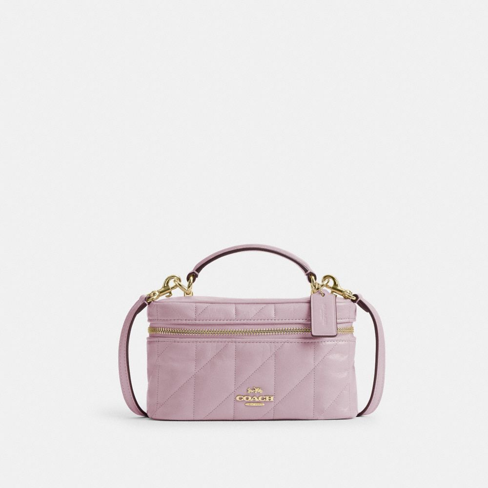 COACH®,RAINER CROSSBODY BAG 18 WITH QUILTING,Recycled Polyester,Leather,Crossbody,Logo,Quilted,Sustainable,Adjustable,Gold Me,,Front View